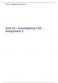 Unit 20 - Investigating Corporate Social Responsibility P3 P4 P5 M2 D2