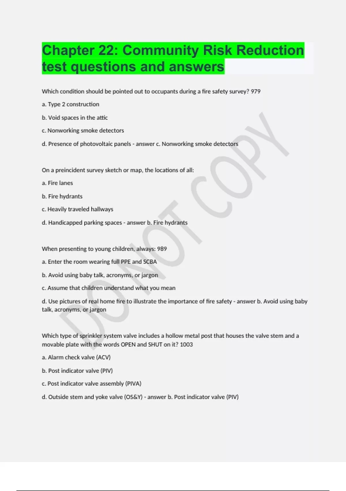 Chapter 22 Community Risk Reduction test questions and answers