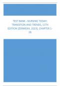 Test Bank - Nursing Today Transition and Trends, 11th Edition (Zerwekh, 2023), Chapter 1-26