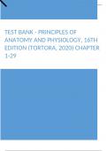 Test Bank - Principles of Anatomy and Physiology, 16th Edition (Tortora, 2020) Chapter 1-29
