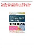 Test Bank For Priorities in Critical Care Nursing 8th Edition by Urden.pdf