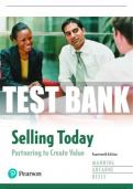 Test Bank For Selling Today: Partnering to Create Value 14th Edition All Chapters - 9780136879084