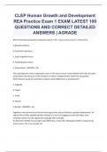 CLEP Human Growth and Development  REA Practice Exam 1 EXAM LATEST 100  QUESTIONS AND CORRECT DETAILED  ANSWERS | AGRADE