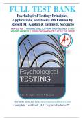 Test Bank for Psychological Testing: Principles, Applications, and Issues 9th Edition by Robert M. Kaplan & Dennis P. Saccuzzo ISBN 9781337098137 | Complete Guide A+