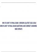 MN 576 UNIT 10 FINAL EXAM &lpar;VERSION 2&rpar;LATEST 2022-2024&sol;  MN576 UNIT 10 FINAL EXAM QUESTIONS AND CORRECT ANSWERS  NEW UPDATE