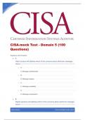 CISA-mock Test - Domain 5 (100 Questions) Questions and Answers