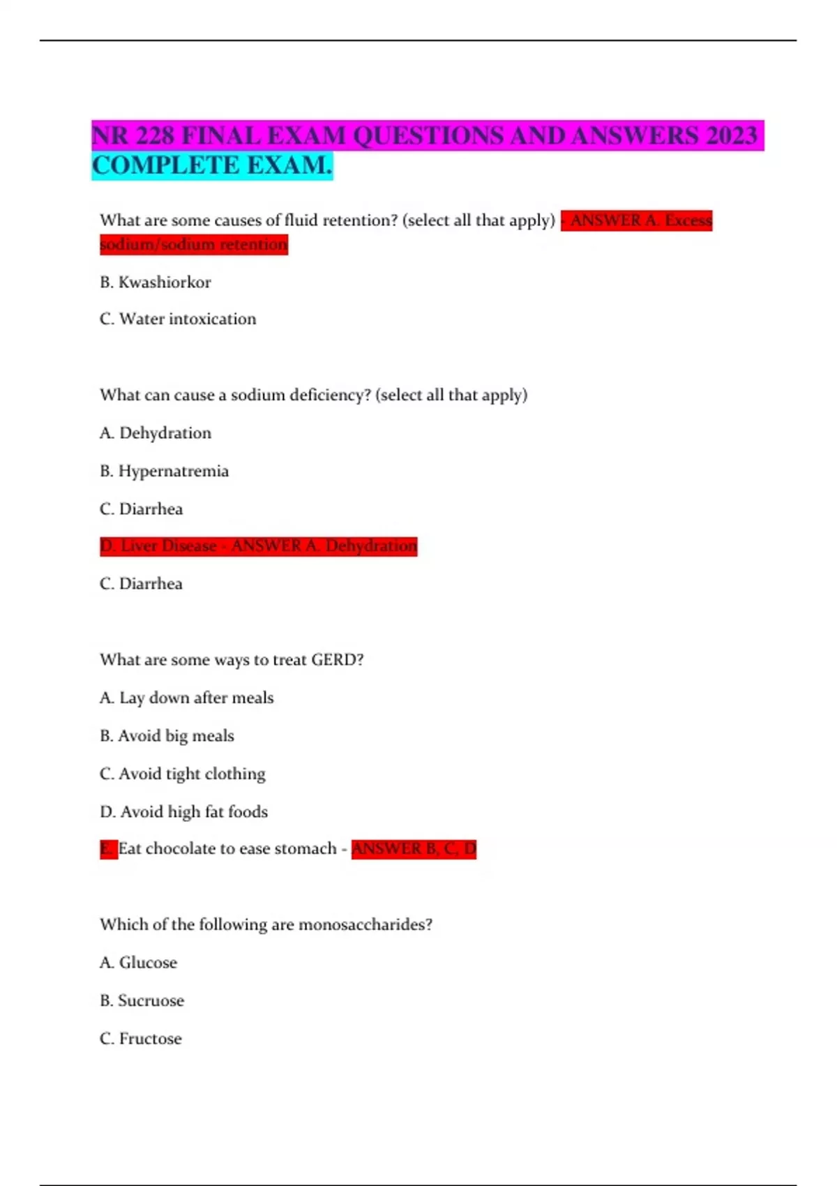 NR 228 FINAL EXAM QUESTIONS AND 100% correct ANSWERS LATEST UPDATE ...