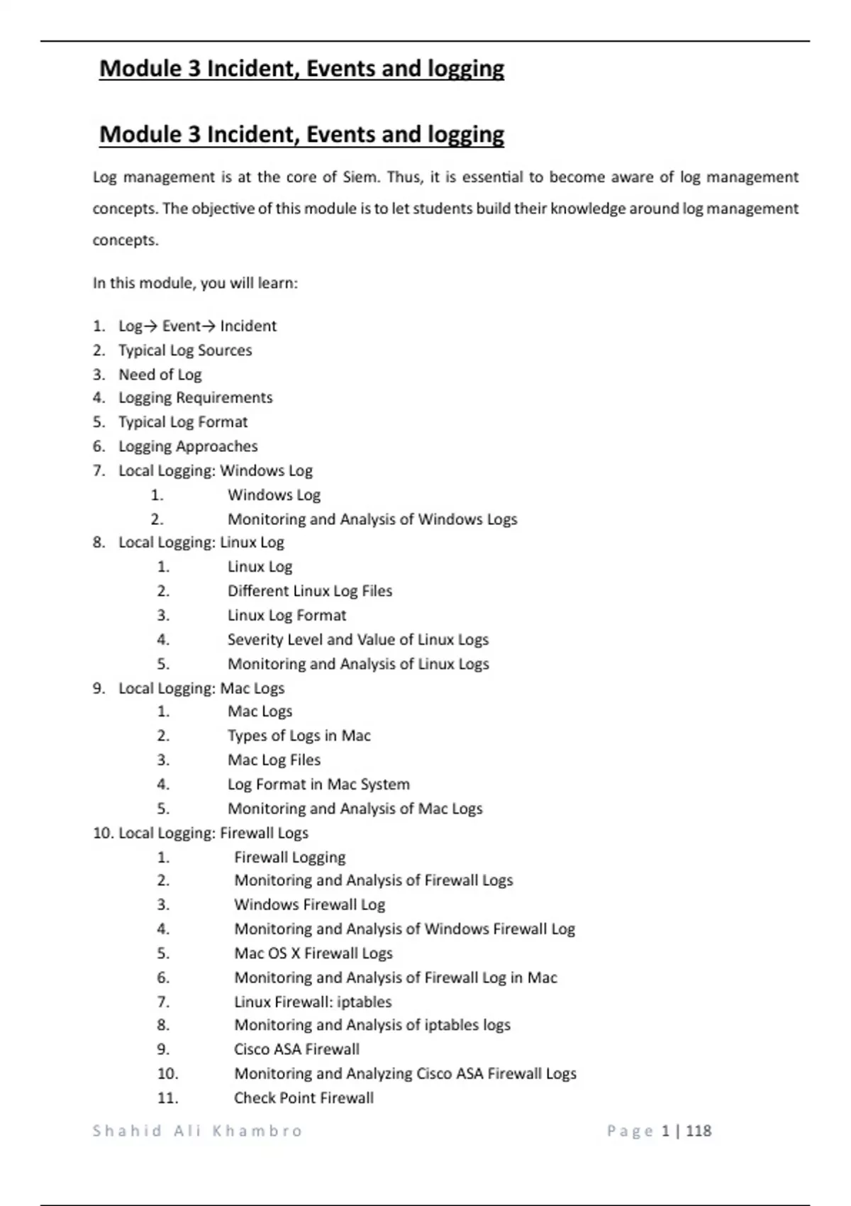 Certified Soc Analyst Official Study notes Module 3 Incident, Events ...