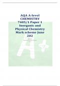 AQA A-level CHEMISTRY 7405/1 Paper 1 Inorganic and Physical Chemistry Mark scheme