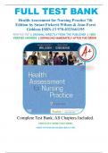 Test Bank For Health Assessment for Nursing Practice 7th Edition by Susan Fickertt Wilson, Jean Foret Giddens, All Chapters 1-24, A+ guide. Health Assessment for Nursing Practice 7th Edition by Susan Fickertt Wilson, Jean Foret Giddens, All Chapters 1-24,