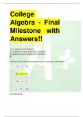 College Algebra - Final Milestone with Answers!!