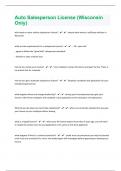 Auto Salesperson License &lpar;Wisconsin Only&rpar;67 Questions with 100&percnt; Correct Answers &vert; Verified &vert; Latest Update
