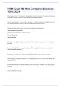 HRM &lpar;Quiz 11&rpar; With Complete Solutions 100&percnt; 2024