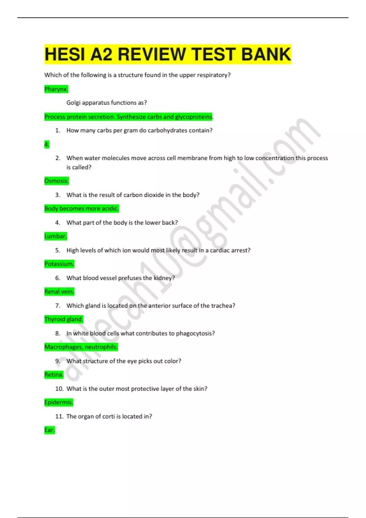 Hesi a2 review test bank hesi a2 anatomy and physiology EXAM QUESTIONS ...
