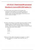 ATI TEAS 7 Math Exam|100 guaranteed Questions & Answers|2023-2024 update |A+