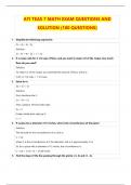 ATI TEAS 7 MATH EXAM QUESTIONS AND SOLUTION (100 QUESTIONS) A+