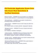 PA Pesticide Applicator Exam Core  Info Exam Real Questions & Verified Solutions