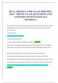  REAL NREMT&reg; EMR EXAM PREP2023- 2024 &sol; NREMT EXAM QUESTIONS AND ANSWERS WITH RATIONALE GRADED
