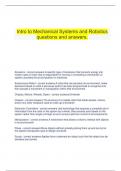    Intro to Mechanical Systems and Robotics questions and answers.
