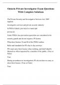 Ontario Private Investigator Exam Questions With Complete Solutions&period;