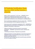 RI Pesticide Certification Exam Questions With Verified Solutions |  UPDATED