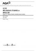 AQA GCSE RELIGIOUS STUDIES A 8062/2B Paper 2B Thematic Studies (including textual studies) Mark scheme June 2023
