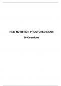 HESI NUTRITION PROCTORED EXAM 70 Questions