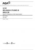 AQA GCSE RELIGIOUS STUDIES B 8063/2X Paper 2X Perspectives on faith (Islam) QP AND MS 2023