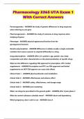 Pharmacology 3365 UTA Exam 1 With Correct Answers