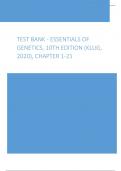 Test Bank - Essentials of Genetics, 10th Edition (Klug, 2020), Chapter 1-21