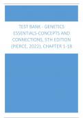 Test Bank - Genetics Essentials-Concepts and Connections, 5th Edition (Pierce, 2022), Chapter 1-18