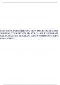TEST BANK FOR INTRODUCTION TO CRITICAL CARE NURSING&comma; 7TH EDITION&comma; MARY LOU SOLE&comma; DEBORAH KLEIN&comma; MARTHE MOSELEY&comma; ISBN&colon; 9780323641937&comma; ISBN&colon; 9780323749732