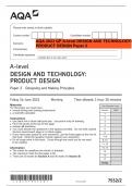 AQA 2023 QP A-level DESIGN AND TECHNOLOGY: PRODUCT DESIGN Paper 2