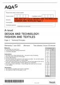 BUNDLE - AQA 2023 QP A-level DESIGN AND TECHNOLOGY: FASHION AND TEXTILES Paper 1 & AQA 2023 MS A-level DESIGN AND TECHNOLOGY: FASHION AND TEXTILES 7562/1