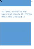 Test Bank - Karp's Cell and Molecular Biology, 9th Edition (Karp, 2020) Chapter 1-18