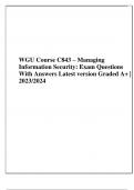 C843 Managing Information Security&colon; Exam  Questions with Answers Graded A&plus; &vert; 2023&sol;2024