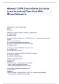 General CAPR Study Guide (includes questionnaires) Questions With Correct Answers.
