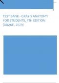 Test Bank - Gray’s Anatomy for Students, 4th Edition (Drake, 2020), Chapter 1-8.