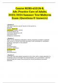 Course NURS-6531N-8, Adv. Practice Care of Adults. 2023/2024 Summer Test Midterm Exam (Questions & Answers)