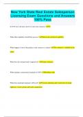 New York State Real Estate Salesperson Licensing Exam Questions and Answers 100&percnt; Pass