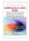  TEST BANK Introduction to Critical Care Nursing 8th Edition By Sole Klein Moseley Test Bank/All Chapters Included/ ISBN-/ Instant Download