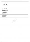 AQA A level PHYSICS Paper 1 Mark scheme June 2023-7408/1