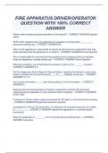 FIRE APPARATUS DRIVER&sol;OPERATOR QUESTION WITH 100&percnt; CORRECT  ANSWER
