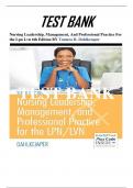 TEST BANK FOR NURSING LEADERSHIP, MANAGEMENT, AND PROFESSIONAL PRACTICE FOR THE LPN LVN 6TH EDITION BY DAHLKEMPER  COMPLETE GUIDE A+ 