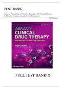 Test Bank For Abrams' Clinical Drug Therapy: Rationales for Nursing Practice 12th Edition by Geralyn Frandsen, Sandra Smith Pennington||ISBN NO:10,1975136136||ISBN NO:13,978-1975136130||All Chapters||A+, Guide.