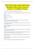 RWST016 Study Guide 2024| Exam  Questions with Correct Answers|  Grade A+ Certified by Expert 