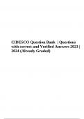 CIDESCO Question Bank | Questions With Verified Answers 2024 (Graded A+)