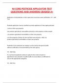  NJ CORE PESTICIDE APPLICATOR TEST QUESTIONS AND ANSWERS GRADED A+