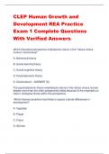 CLEP Human Growth and Development REA Practice Exam 1 Complete Questions With Verified Answers