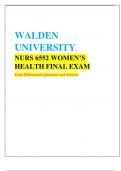 WALDEN UNIVERSITY NURS 6552 WOMEN’S HEALTHFINALEXAM ExamElaborations QuestionsandAnswers